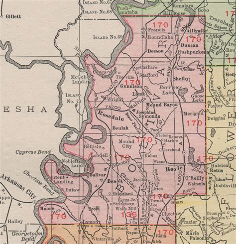 Bolivar County Mississippi 1911 Map Rand Mcnally Cleveland