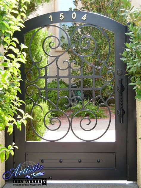 Wrought Iron Courtyard Entry Gate With Scrolls And Kickplate Garden