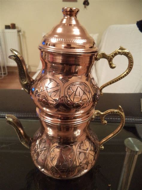 Traditional Turkish Ottoman Hand Hammered Copper Tea Pot Antique Style