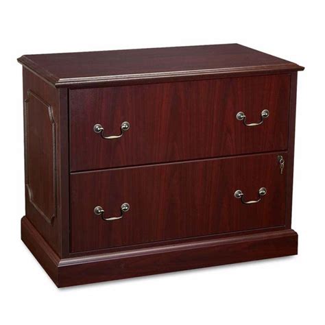 File cabinets have two to five drawers for file storage. HON 94000 Series 2 Drawer Lateral File Cabinet, Mahogany ...