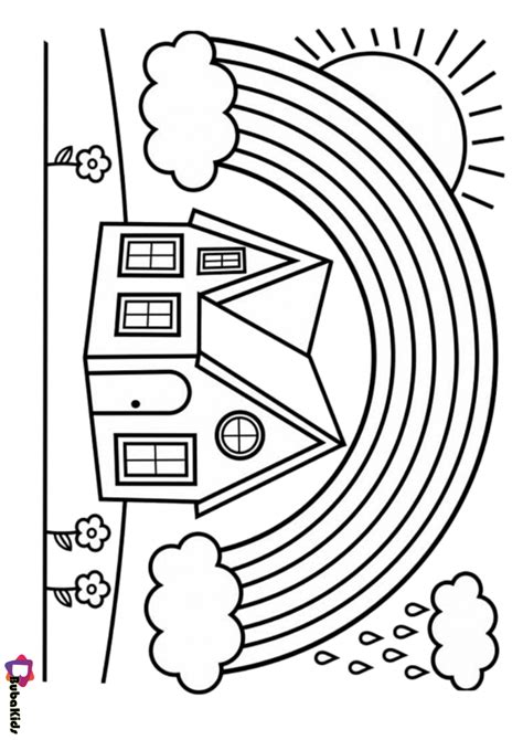 House and rainbow coloring pages | BubaKids.com