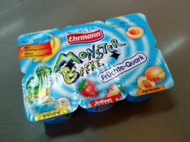 Es ist rund, es ist grün und es soll joghurt. Ehrmann, Monsterbacke, Banane, Erdbeere, Aprikose Kalorien ...