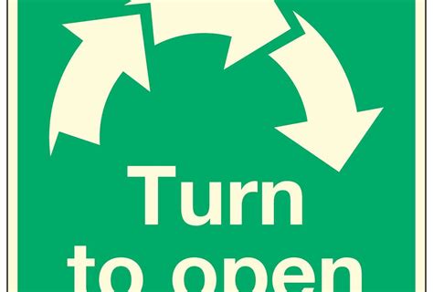 Turn To Open Clockwise Arrows Photoluminescent Linden Signs And Print
