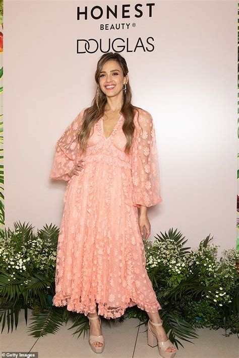 Jessica Alba Turns Heads In Plunging Frilled Pink Dress As She Launches