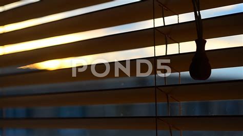 Looking Through the Wood Window Blinds. Sunlight through blinds - Stock Footage | by romualdi 