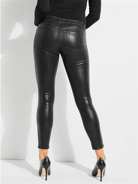 metallic sexy curve mid rise jeans leggings and heels wet look leggings shiny leggings