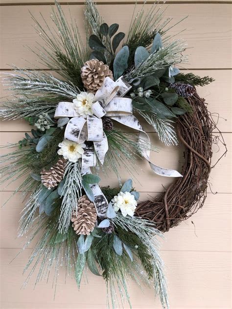 Christmas Wreath Winter Wreath Farmhouse Wreath Wreath With Etsy