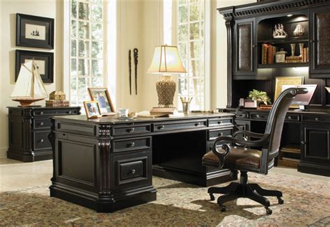 The dimensions of the piece in the pictures is 32 wide. Telluride Distressed Black Finish Executive Desk with ...
