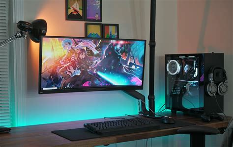 A Single Ultrawide Monitor Setup Built Into A Nzxt S That Lamp