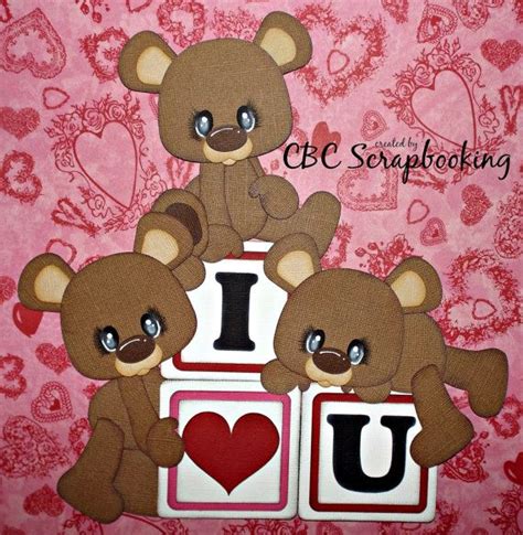 Valentines Day Bears Premade Paper Piecing For Scrapbooking Pages