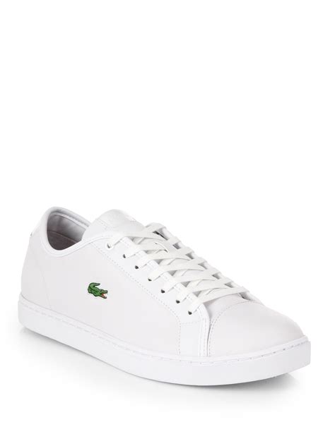 Lyst Lacoste Leather Tennis Shoes In White For Men