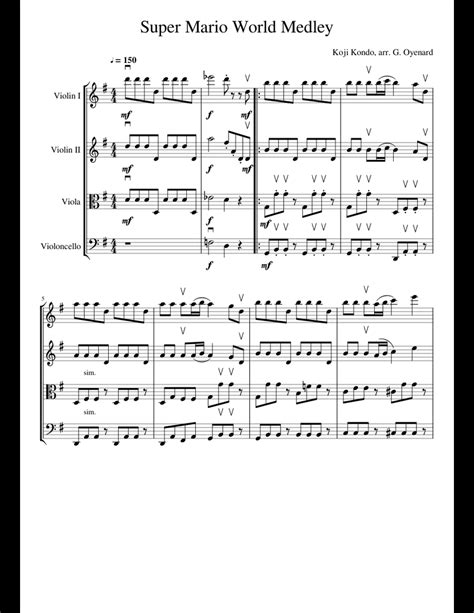 Super Mario World Title Sheet Music For Violin Viola Cello Download