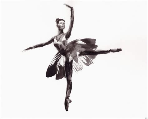 Ballerina Ink Illustration Black And White Ballerina Sketch