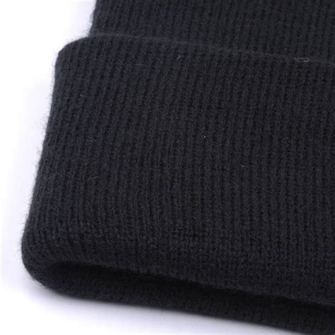 Black Knit Hats Cuffed Winter Beanies
