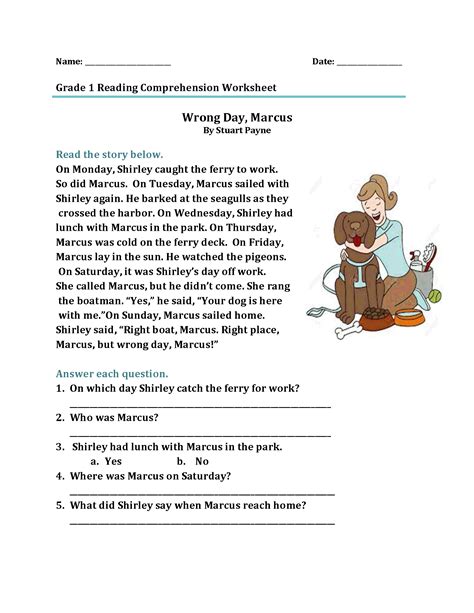 First Grade Reading Comprehension Worksheets — Db