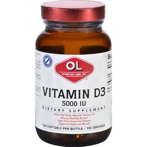Vitamin d is required to promote calcium absorption, which helps to maintain healthy bones and teeth.* vitamin d also supports a healthy immune system.* amount per serving. Olympian Labs Vitamin D3 - 5000 IU - 100 Softgels ...