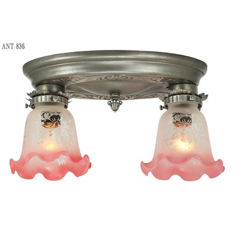 If you have a high ceiling, adding more length to your light fixture with a. Art Deco Close Ceiling Fixture Antique Flush Mount 2-Bulb ...