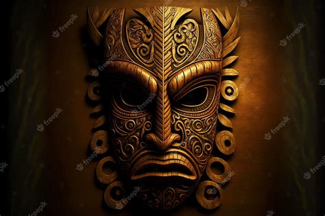 Premium Photo African Wooden Traditional Tiki Mask For Rituals And Rites
