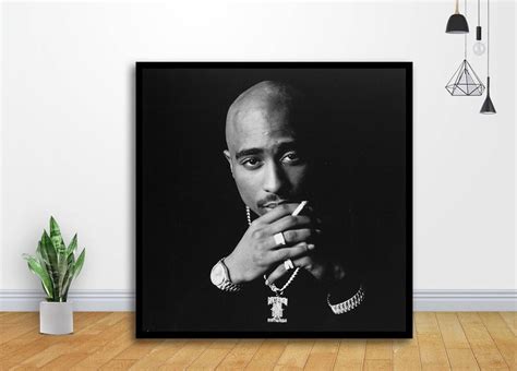 Tupac Shakur Art Poster Canvas Print Wooden Hanging Scroll Frame
