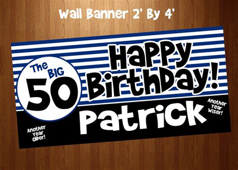 Happy Birthday Personalized Banner 50th Birthday Banner For Etsy