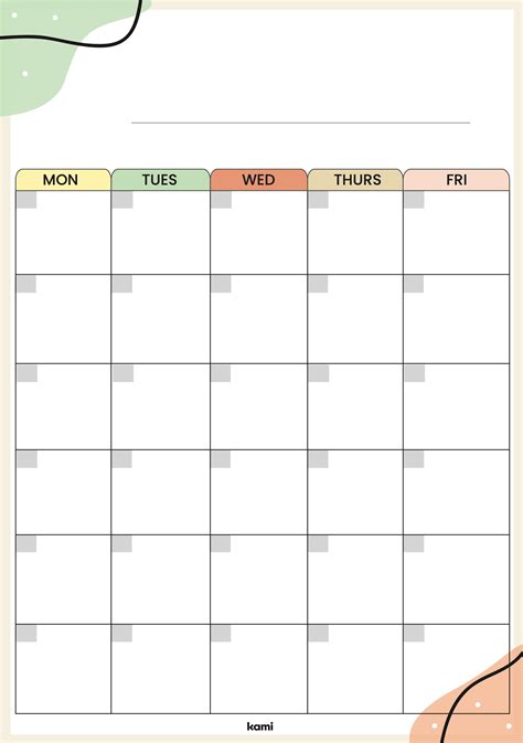 School Month Calendar Fall Colors For Teachers Perfect For Grades