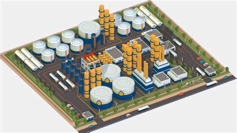 3d Model Isometric Complex Crude Oil Processing Plant Vr Ar Low