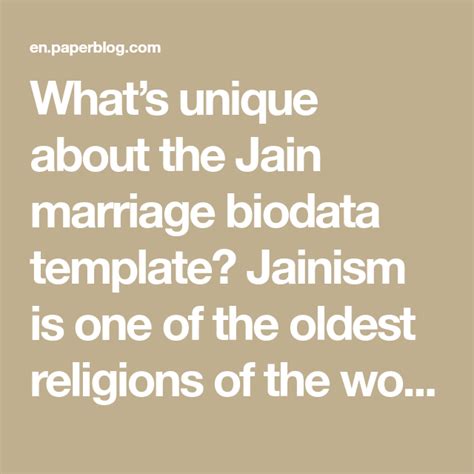 Whats Unique About The Jain Marriage Biodata Template Jainism Is One
