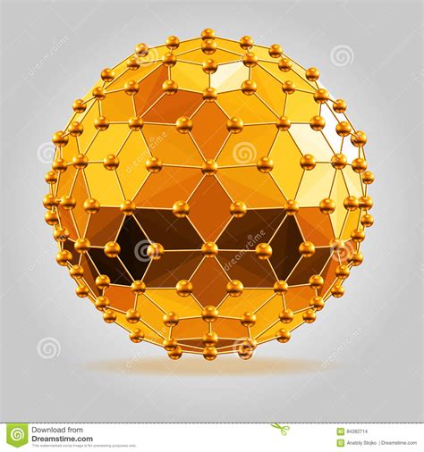 Abstract 3d Faceted Ball With Spheres Connections Lines Stock Vector