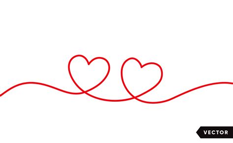 Continuous One Line Drawing Of Red Heart Isolated On White Background Vector Illustration