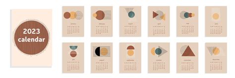 2023 Calendar Design In Geometric Style Modern Minimalist Abstract