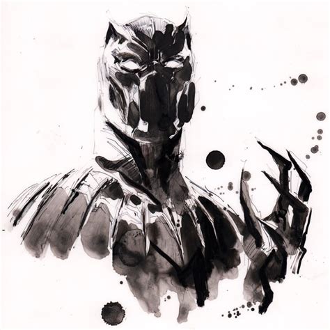 Black Panther By Keron Grant Blackpanther Marvel Ink Sketch