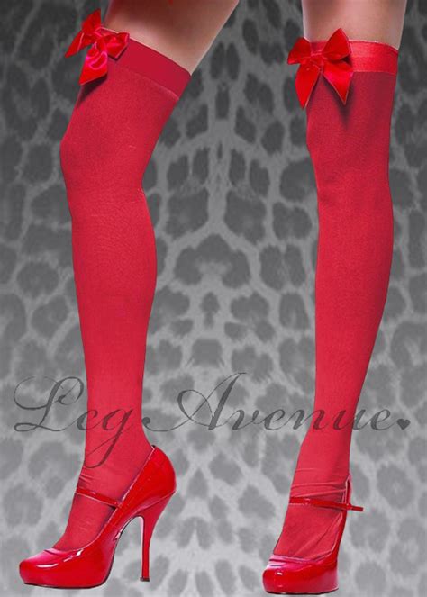 Leg Avenue Red Thigh Highs With Bows