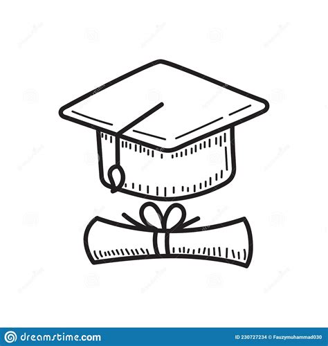 Graduation Hat In Doodle Style Stock Vector Illustration Of Learning