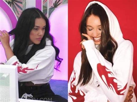 Love Island Usa Season 2 Episode 19 Celys White And Red Flame Hoodie
