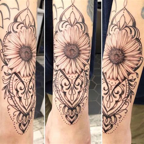 Skull and daisy flowers sleeve tattoo for girls. Top 107 Best Daisy Tattoos 2021 Inspiration Guide