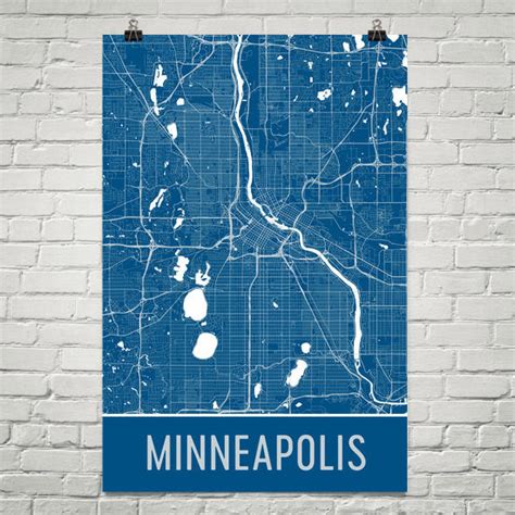 Minneapolis Mn Street Map Poster Wall Print By Modern Map Art