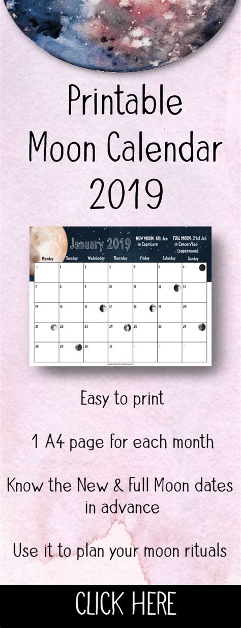 This Beautifully Designed 2019 Printable Moon Calendar Tells You The