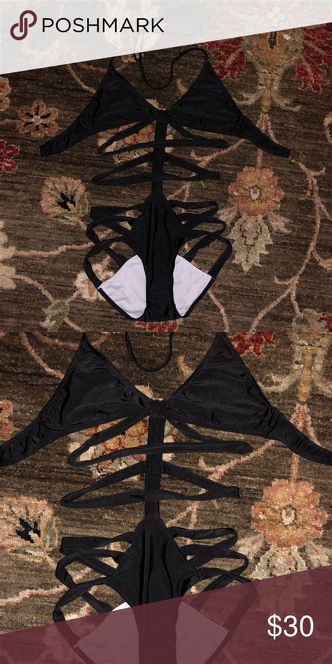 Black Strapped Monokini Cool Stylish Strapped Bathing Suit Swim