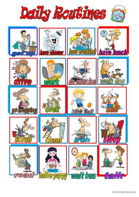 Daily Routines Pictionary Picture D English Esl Worksheets Pdf And Doc