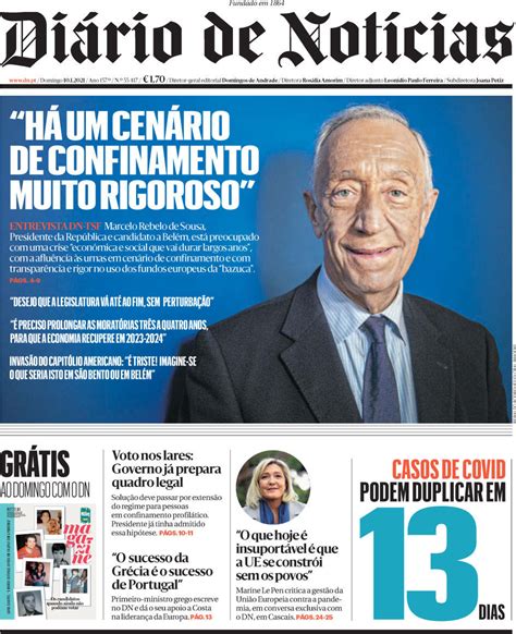 Capa Diário De Notícias 10 Janeiro 2021 Capasjornaispt
