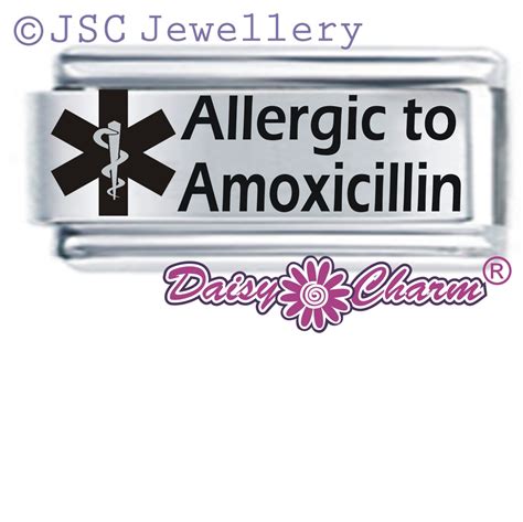 Allergic To Amoxicillin Medical Alert Italian Charm Jsc Jewellery