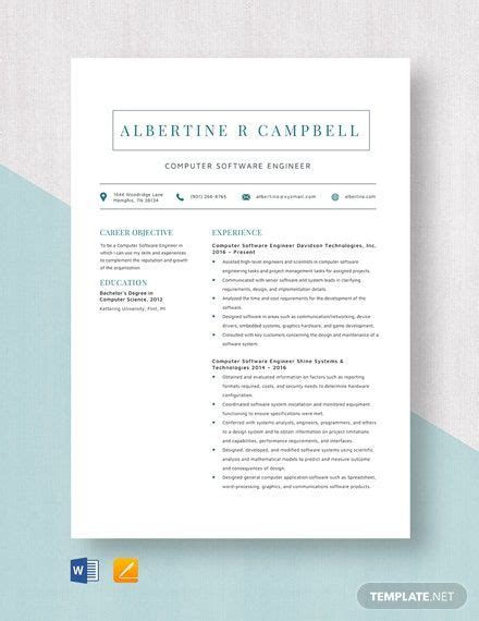 So it is a must to have a good resume format for software engineer. Computer Software Engineer Resume Template in 2020 ...