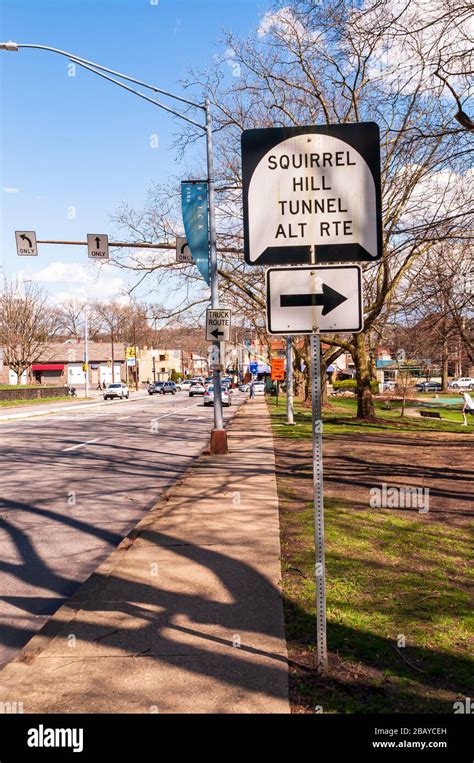 The Squirrel Hill Tunnel Alt Route Sign On Forbes Avenue In Frick Park