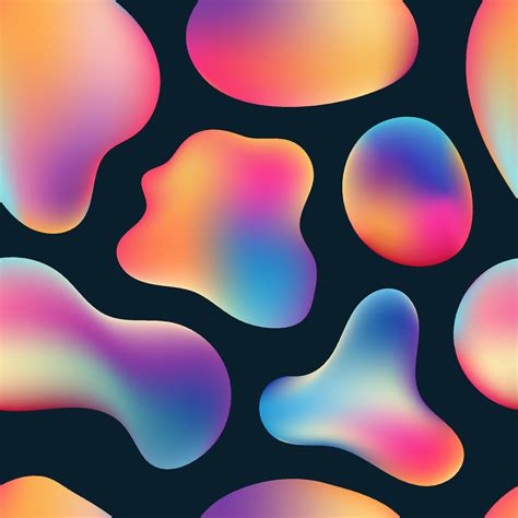 Abstract 3d Vibrant Color Fluid Bubbles Shapes Seamless Pattern On