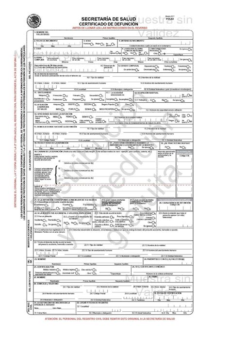 Cert Def2017 Certificado De Defunción Pdf ｾ＠ ｾ＠ S Wi