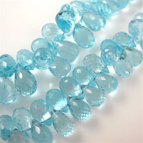 Semi Precious Gemstone Beads 100 Genuine Blue Topaz Gemstone Faceted