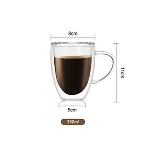 150 450ml glass coffee mug clear double wall insulated thermal tea drinking cup ebay