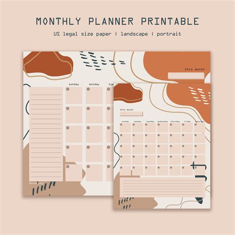 Monthly Planner Printable Printable Monthly Template Etsy Canada