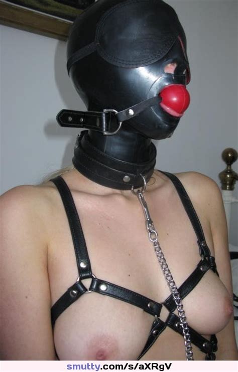 Rubber Ballgag Bitch Leather Collar Leash Fetish