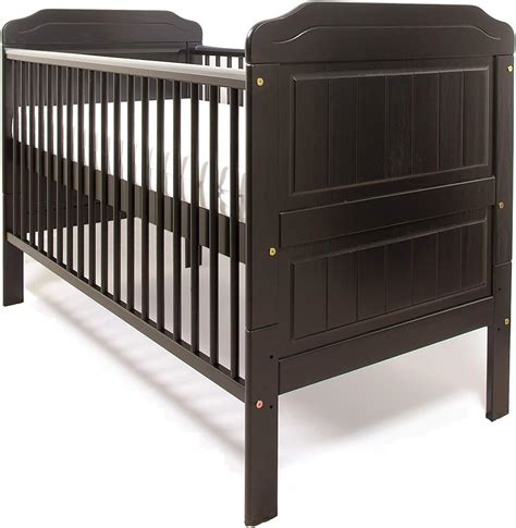 New Solid Wood Convertible Baby Cot Bed Stanley Cot Bed Black Cot